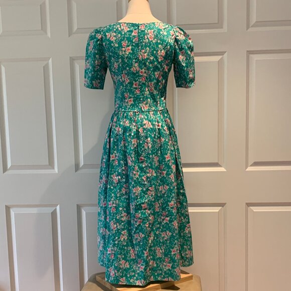 Vintage SS turquoise and pink Laura Ashley cotton dress US 10 - Picture 11 of 11